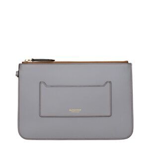 Burberry Gray Leather Clutch Men's Bag